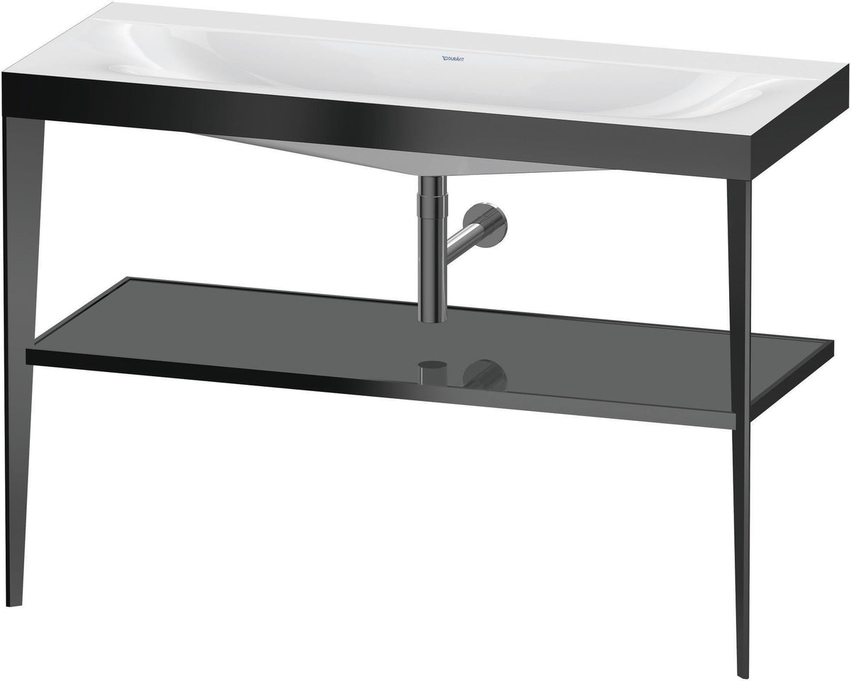 DURAVIT XViu c-bonded Waschtischset 1200 mm in Schwarz Matt mit Metallkonsole und apricot pearl Hochglanz