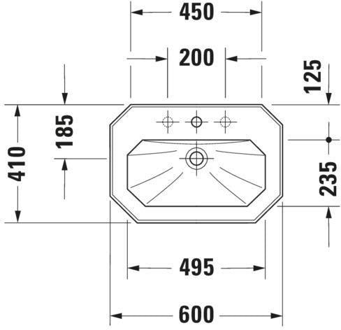Duravit Waschtisch Serie 1930 600 mm mit Überlauf und 1 Hahnloch, weiß