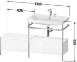 Duravit Happy D.2 Plus Waschtischunterbau 1400 mm mit Metallkonsole und Keramikwaschtisch