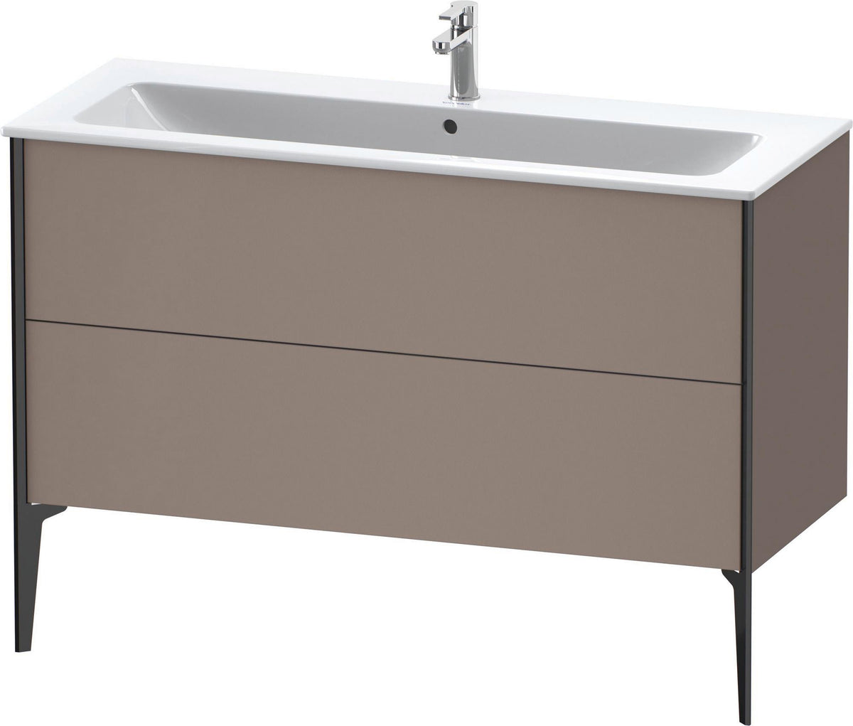 DURAVIT XViu Waschtischunterbau bodenstehend 1210 mm, 2 Auszüge, champagner matt/weiß matt