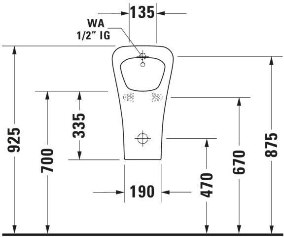 DURAVIT DuraStyle Urinal 300x340mm spülrandlos, Zulauf hinten, weiß