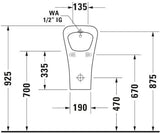 DURAVIT DuraStyle Urinal 300x340mm spülrandlos, Zulauf hinten, weiß