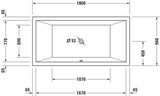 DURAVIT Starck Badewanne 1800x900 mm Einbau 2 Rückenschrägen Weiß