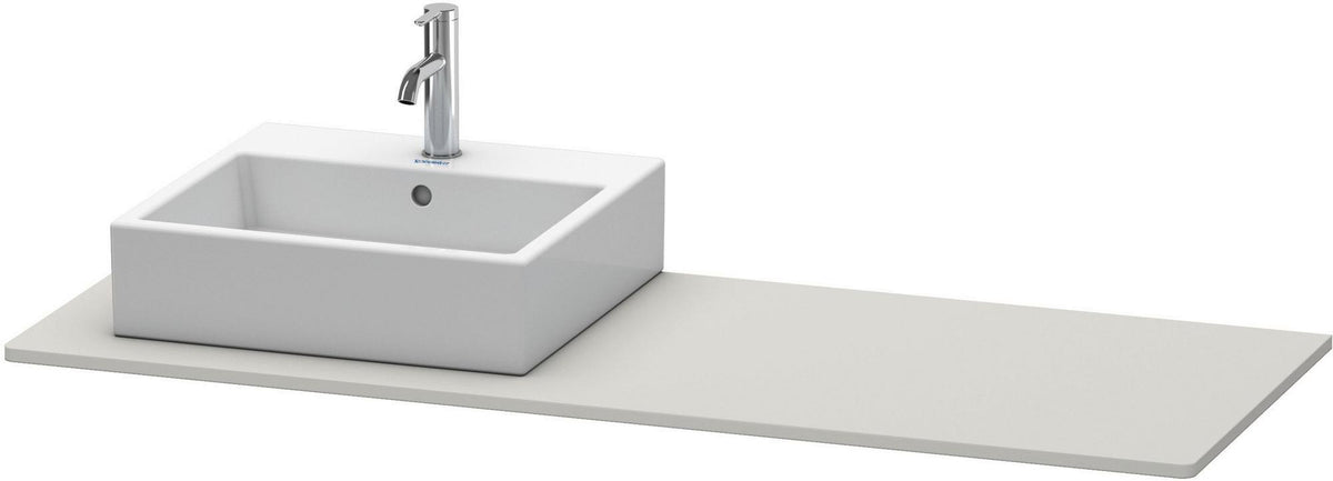 Duravit XSquare Konsole 1400x550mm betongrau matt – 1 Ausschnitt, mit Siphonaussparung