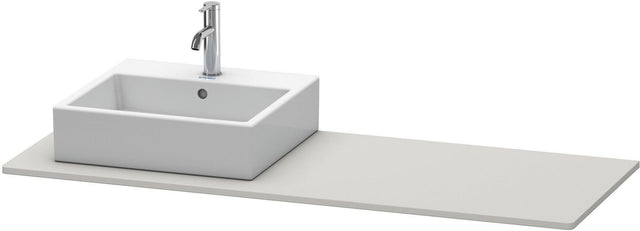Duravit XSquare Konsole 1400x550mm betongrau matt – 1 Ausschnitt, mit Siphonaussparung