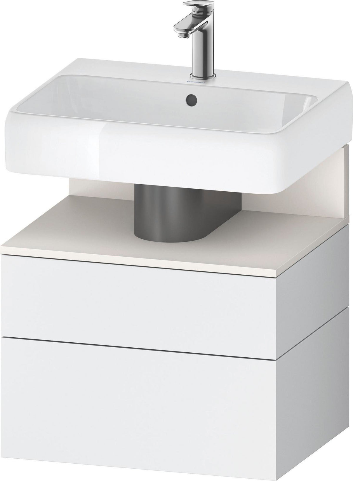 DURAVIT Qatego Waschtischunterbau 590 mm wandhängend, 1 Auszug, weiß Hochglanz, Nische Eiche Schwarz