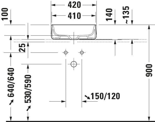 DURAVIT Aufsatzbecken Zencha 420 mm Weiß, geschliffen, ohne Überlauf & Hahnloch – DuraCeram