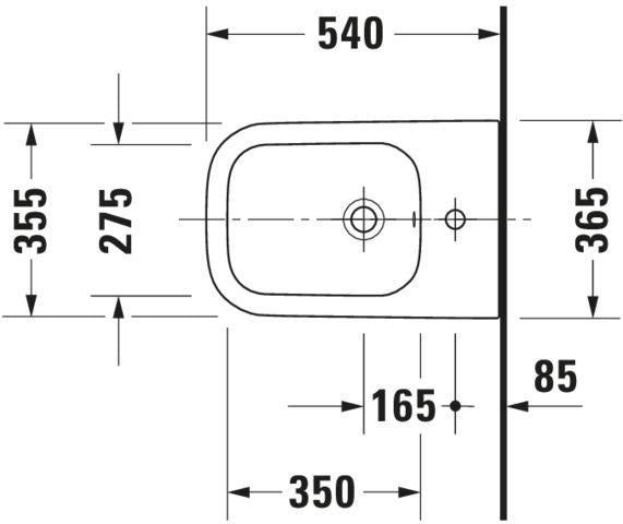 DURAVIT Wand-Bidet Happy D.2 540 mm Anthrazit Matt mit Überlauf und 1 Hahnloch