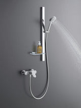 DURAVIT Brausestange mit Ablage 800 mm, Schwarz Matt – Höhenverstellbar & Verdeckte Befestigung