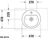 Duravit Aufsatzbecken Darling New 470 mm mit Überlauf und Hahnlochbank, geschliffen weiß