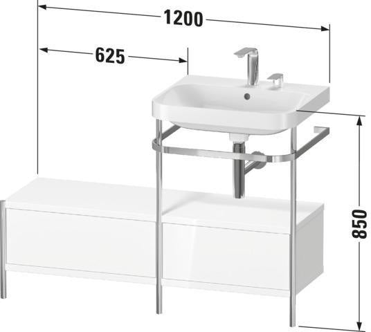 Duravit Waschtischset Happy D.2 Plus 1200x490mm taupe supermatt – Einrichtungssystem Nussbaum rechts