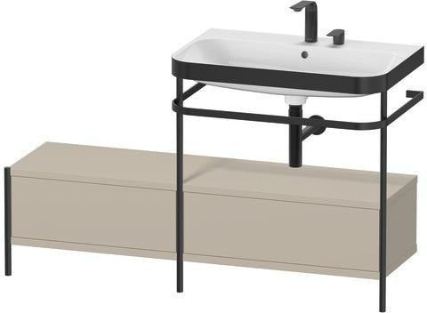 Duravit Waschtischset Happy D.2 Plus 1400x490mm Taupe Supermatt mit Hahnloch und Metallkonsole