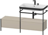 Duravit Waschtischset Happy D.2 Plus 1400x490mm Taupe Supermatt mit Hahnloch und Metallkonsole