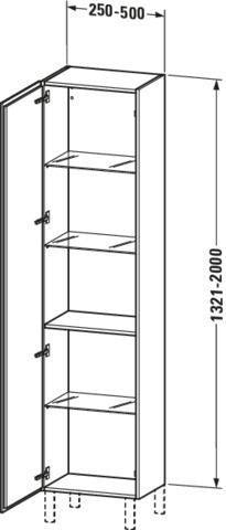 Duravit L-Cube Hochschrank 500 mm, 1 Tür links, flannel grey hochglanz, wandhängend