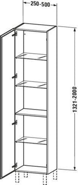 Duravit L-Cube Hochschrank 500 mm, 1 Tür links, flannel grey hochglanz, wandhängend