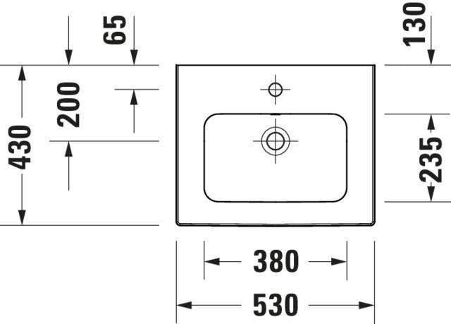 DURAVIT ME by Starck Möbelwaschtisch 530 mm, 1 Hahnloch, mit Überlauf, weiß