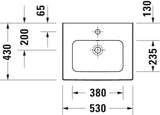 DURAVIT ME by Starck Möbelwaschtisch 530 mm, 1 Hahnloch, mit Überlauf, weiß
