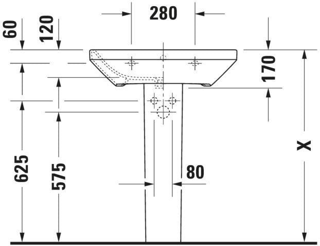 DURAVIT DuraStyle Waschtisch 650 mm mit Überlauf, 1 Hahnloch, wandhängend, weiß