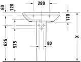 DURAVIT DuraStyle Waschtisch 650 mm mit Überlauf und WonderGliss – Wandhängend, 1 Hahnloch