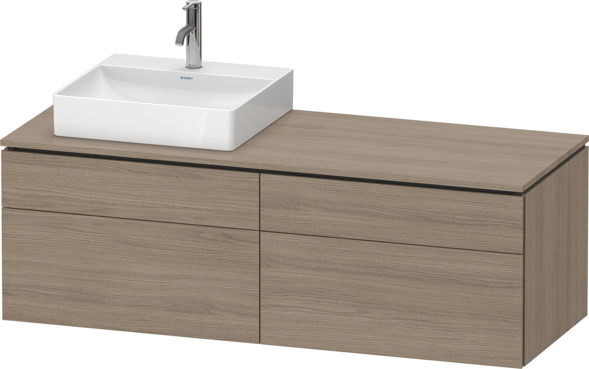Duravit L-Cube Waschtischunterbau 1420 mm taupe supermatt links – wandhängend mit Tip-On