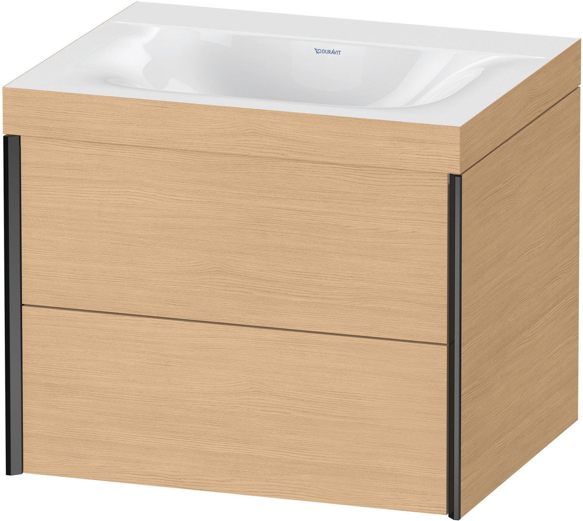 DURAVIT XViu Waschtischunterbauset 600 mm mit 2 Schubkästen, champagner matt/Eiche Natur