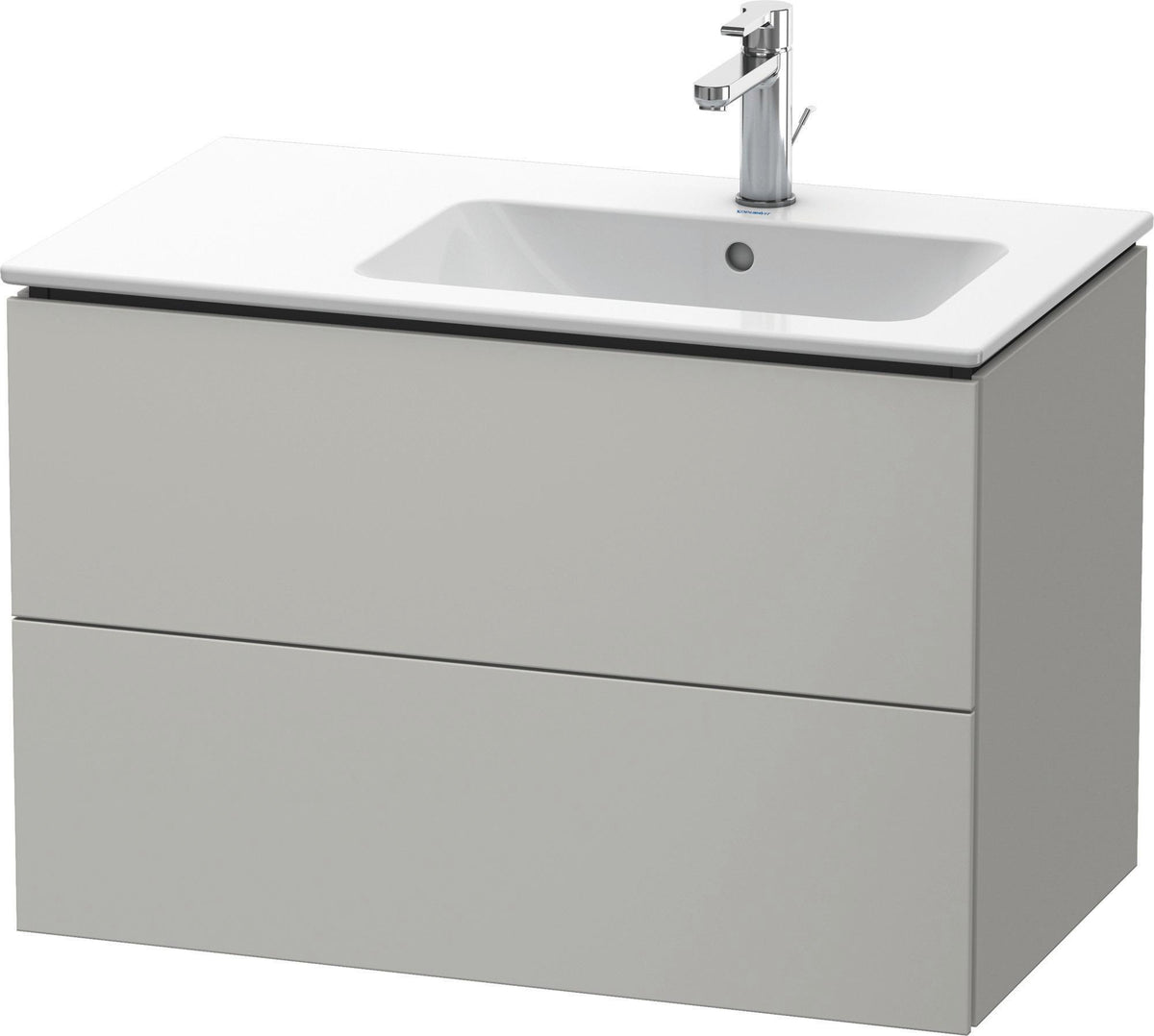 DURAVIT L-Cube Waschtischunterbau 820 mm wandhängend, 2 Schubkästen, Becken rechts, Betongrau Matt