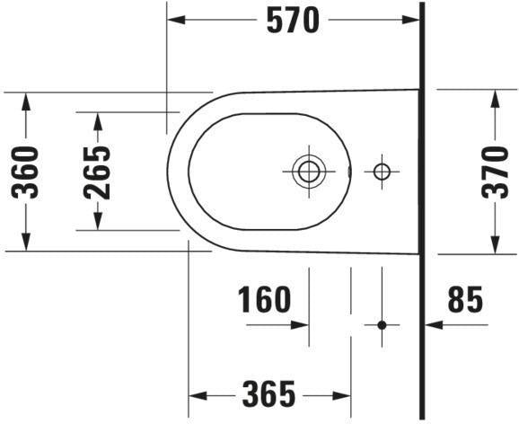 DURAVIT Stand-Bidet Starck 2 570 mm mit Überlauf & Hahnlochbank, weiß