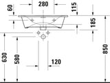 DURAVIT Viu Möbelwaschtisch 630 mm Weiß mit Überlauf und 1 Hahnloch