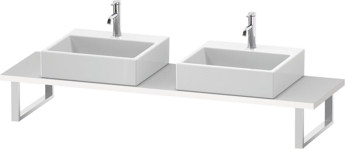 Duravit L-Cube Konsole variabel, 480 mm tief, weiß matt, mit 2 Waschschüssel-Aussparungen
