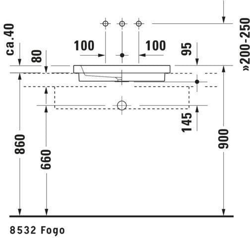 DURAVIT Einbauwaschtisch 2nd floor 580 mm ohne Überlauf und Hahnloch, weiß