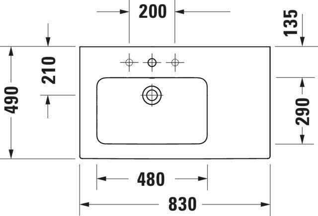 DURAVIT ME by Starck Möbelwaschtisch 830 mm, Weiß, Becken links, mit Überlauf