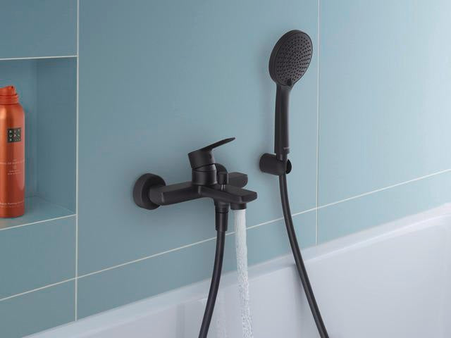 Duravit D-Code 2.0 Einhebel-Wannenmischer Aufputz Keramikmischsystem Schwarz Matt