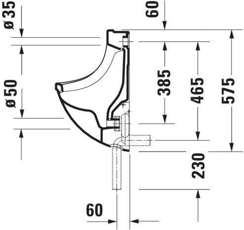 DURAVIT Urinal Starck 3, Zulauf von hinten, ohne Deckel, ohne Fliege, weiß