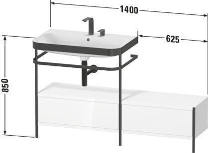 Duravit Waschtischset HAPPY D.2 PLUS 1400x490mm ein Hahnloch taupe supermatt