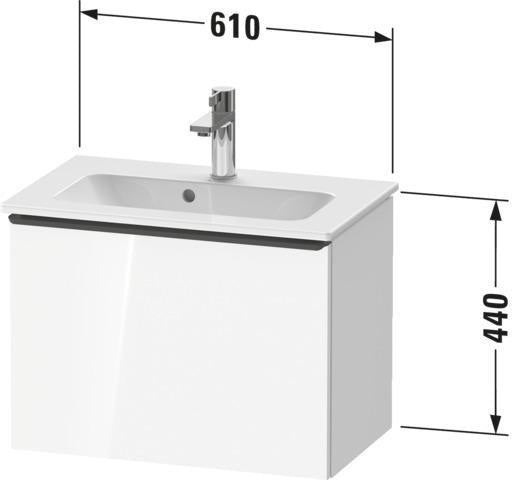 DURAVIT D-Neo Waschtischunterbau 610 mm Eiche Terra Matt mit Auszug und Chromgriff