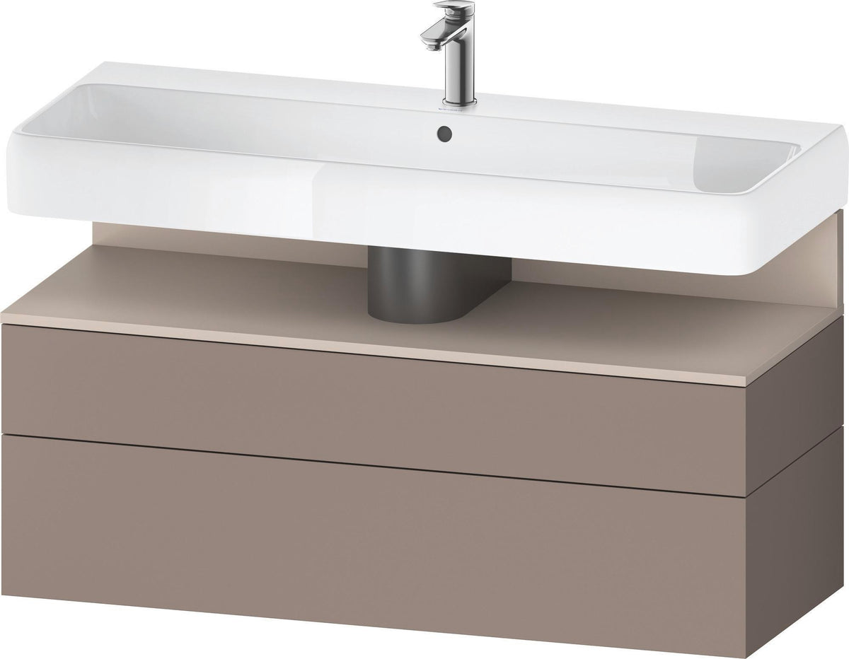 Duravit Qatego Waschtischunterbau 1190 mm – Weiß Matt mit Eiche Schwarz Nische, 1 Auszug, LED