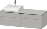 Duravit L-Cube Waschtischunterbau 1420 mm taupe supermatt links – wandhängend mit Tip-On