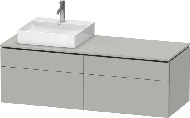 Duravit L-Cube Waschtischunterbau 1420 mm taupe supermatt links – wandhängend mit Tip-On