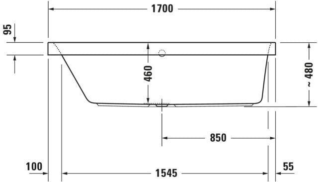 DURAVIT Happy D.2 Badewanne 1600x700 mm Einbau Rechteck Weiß mit Überlauf