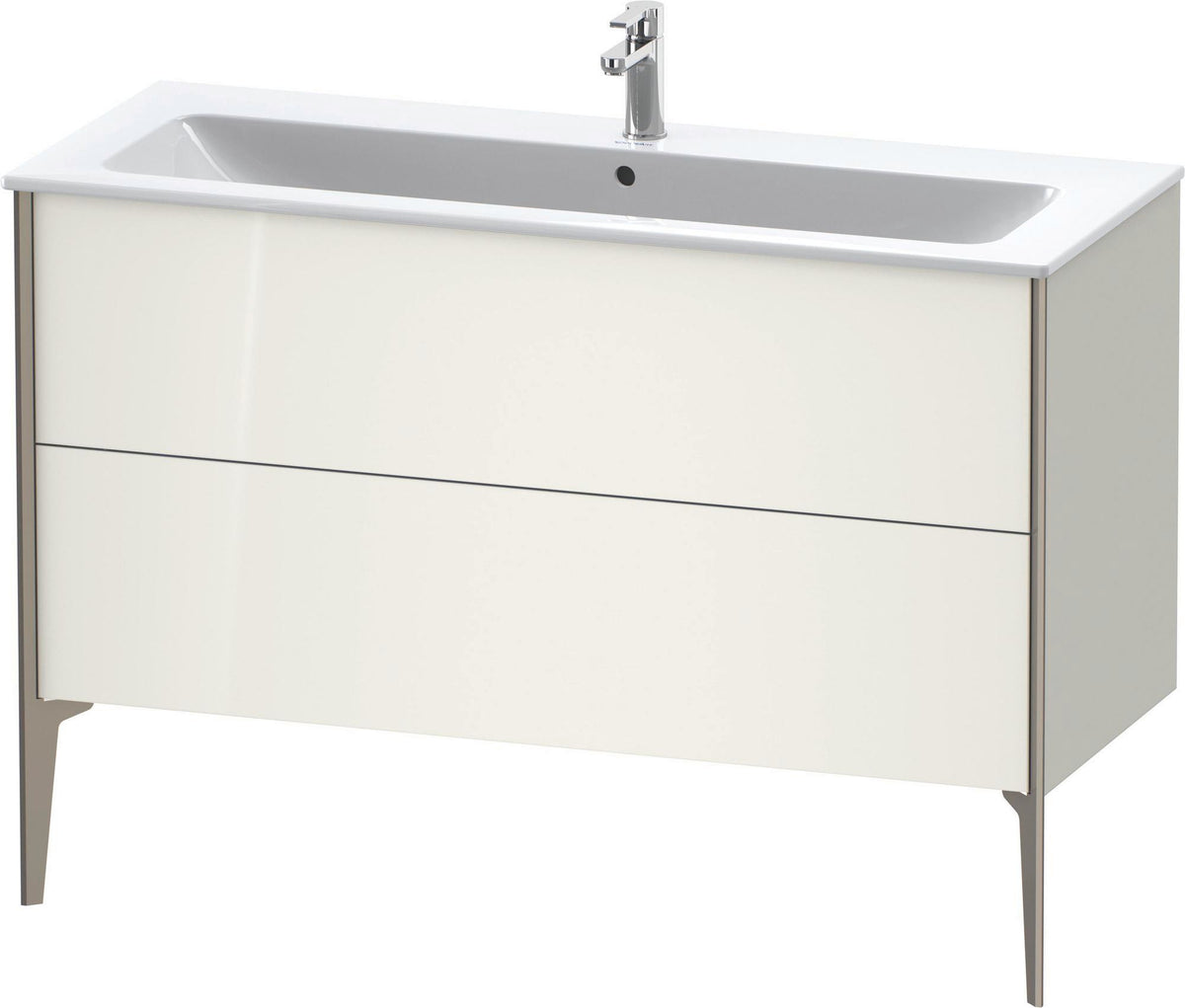 DURAVIT XViu Waschtischunterbau bodenstehend 1210 mm, 2 Auszüge, champagner matt/weiß matt