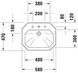 DURAVIT Einbauwaschtisch Serie 1930 580 mm mit WonderGliss, 1 Hahnloch, Überlauf, weiß