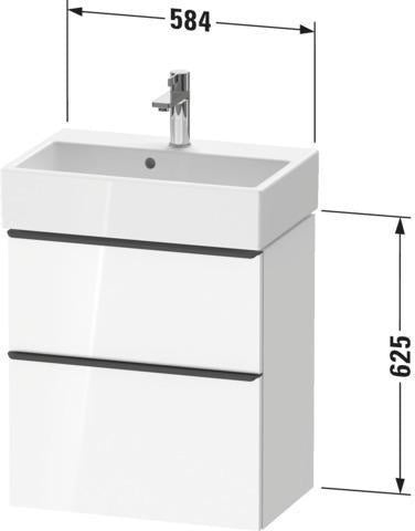 DURAVIT D-Neo Waschtischunterbau wandhängend Eiche Schwarz 584 mm mit Auszug und Schubkasten