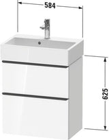 DURAVIT D-Neo Waschtischunterbau wandhängend Eiche Schwarz 584 mm mit Auszug und Schubkasten