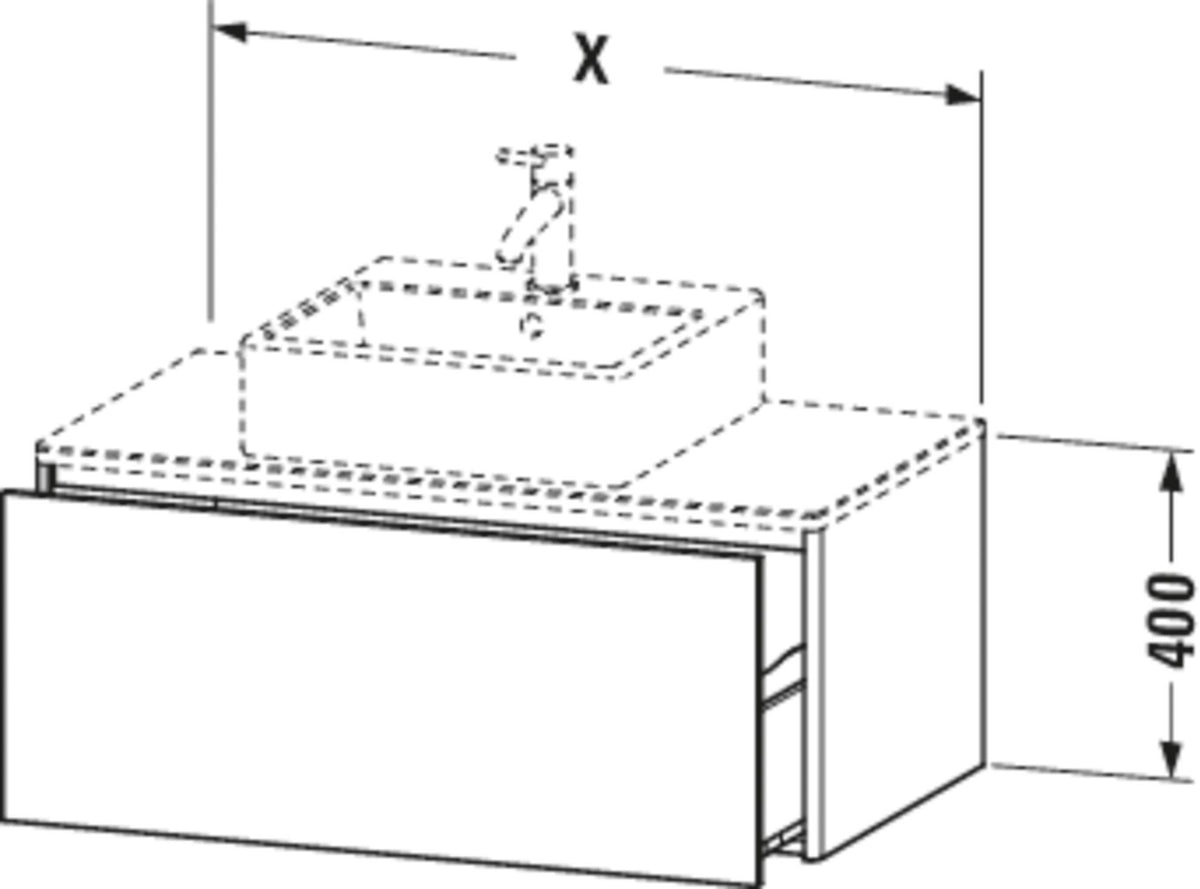 Duravit XSquare Waschtischunterbau 800 mm wandhängend, 1 Auszug, ohne Armatur, seidenmatt