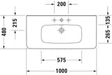 Duravit DuraStyle Möbelwaschtisch 1000 mm weiß mit Überlauf und Hahnlochbank