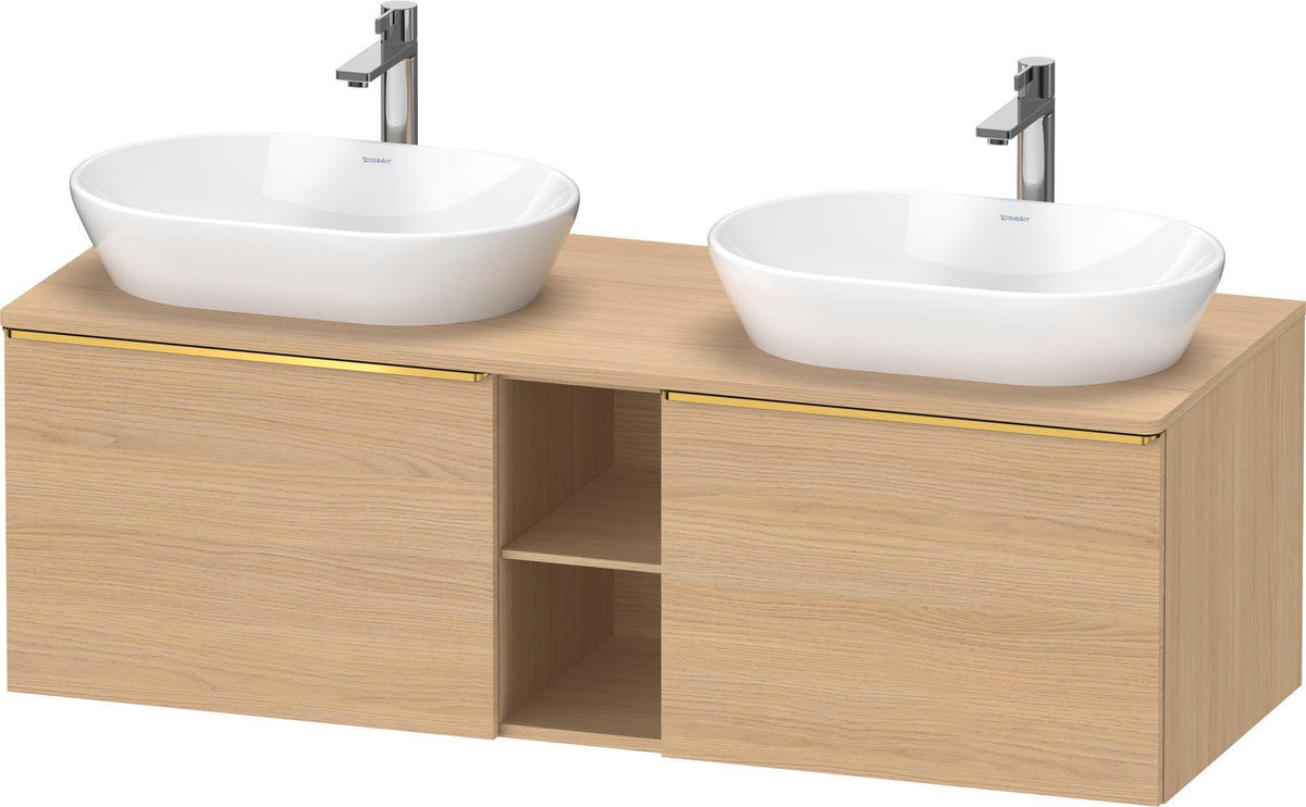 DURAVIT D-Neo Konsolenwaschtischunterbau 1400 mm betongrau matt mit 2 Auszügen und Bronze-Griffen
