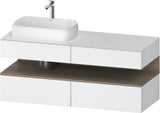 Duravit Qatego Konsolenwaschtischunterbau 1400 mm Weiß Matt mit Eiche Terra Nische und Tip-On Technik