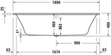 DURAVIT Qatego Whirlwanne 1800x800mm Einbau mit Jet-System, 2 Personen, Weiß