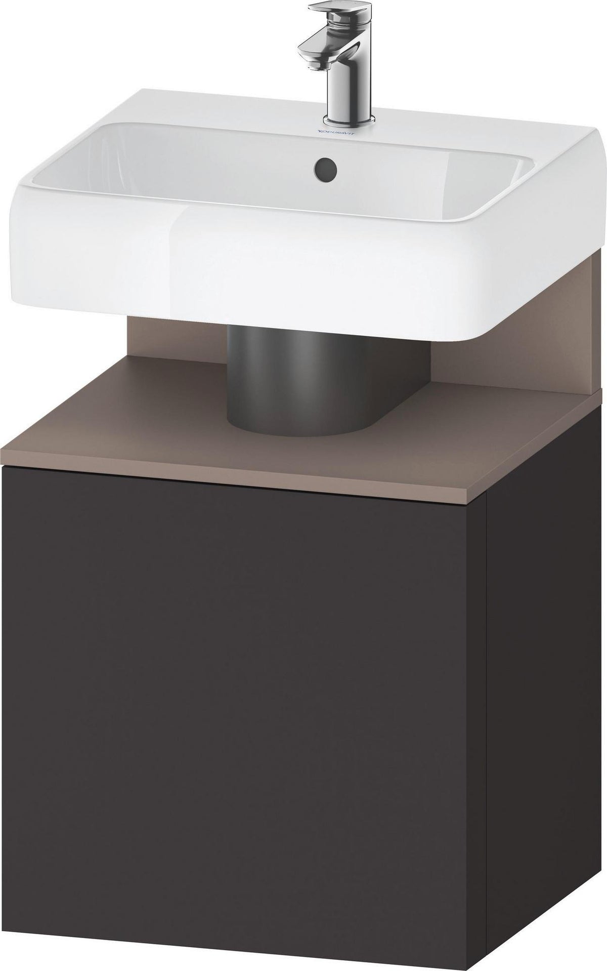 DURAVIT Qatego Waschtischunterbau 490 mm wandhängend, 1 Tür links, Weiß Matt mit Eiche Schwarz Nische