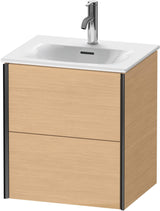 DURAVIT XViu Waschtischunterbau wandhängend 557 mm mit 2 Schubkästen in Champagner Matt/Eiche Natur